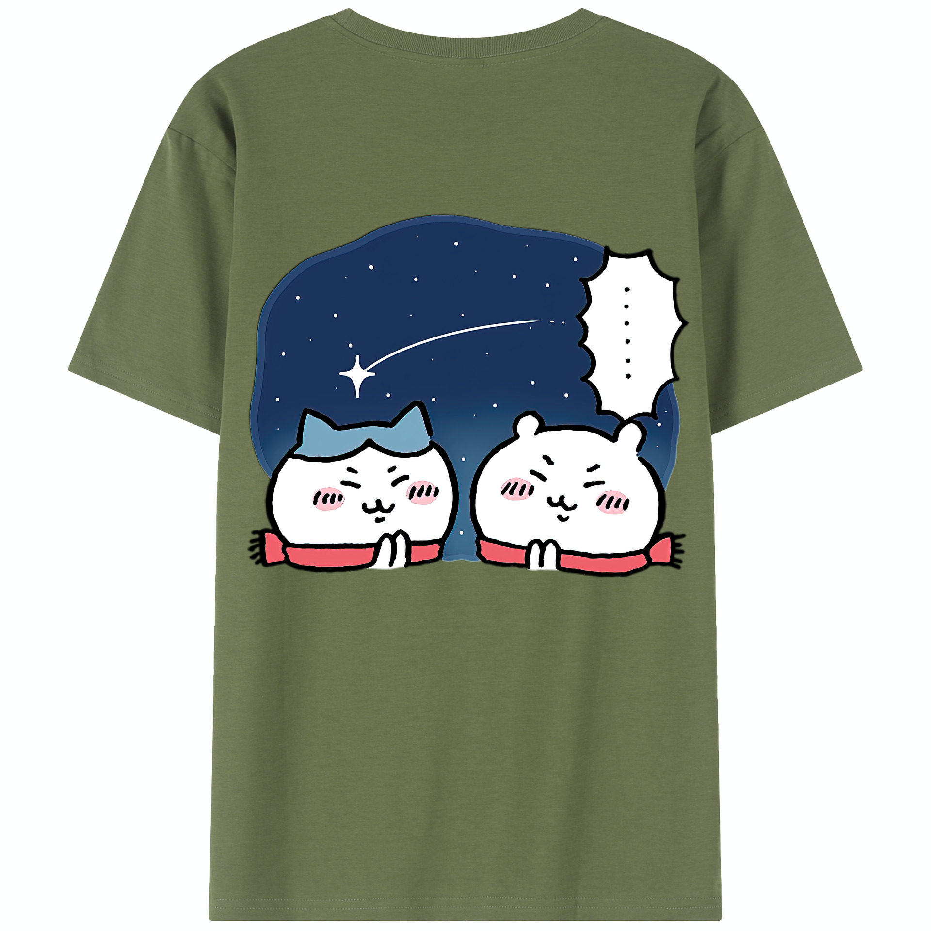 （画像用） ちいかわ ハチワレ Chii-kawa hachiware 綿100％半袖Tシャツ（背面プリント）